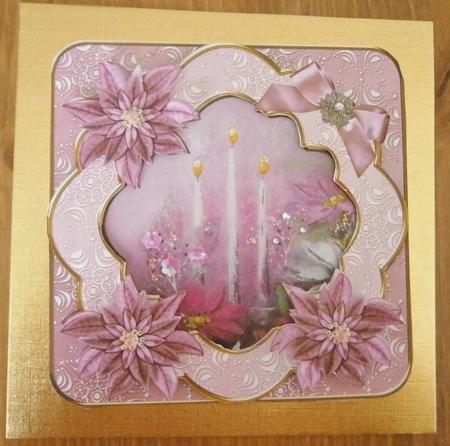 Pink Candle Trio Christmas Fancy 8in Decoupage Cf Kit by Davina Rundle