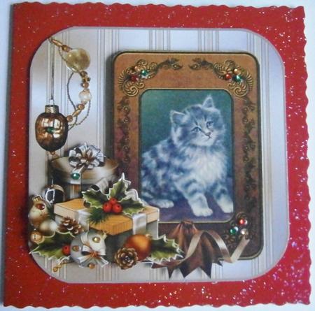 Vintage Christmas Kitten by Davina Rundle