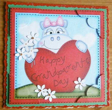 8x8 Hilda Hippo's Grandparents Day Heart Topper by Davina Rundle