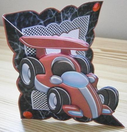 Racing Car All in One Over the Edge Card by Davina Rundle