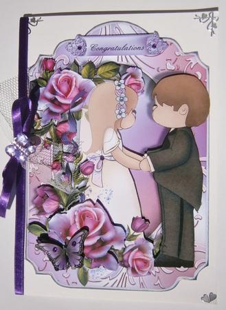 Wedding Bride and Groom Shaped Card Topper by Davina Rundle