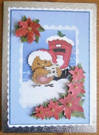 Christmas Post with Poinsettia and Lace by Davina Rundle