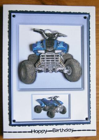 Quad Bike - Blue + Decoupage by Davina Rundle