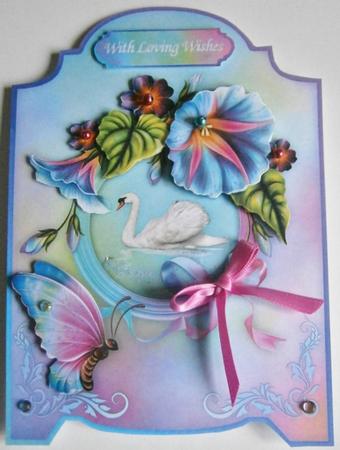 Morning Glory Swan Screen Card by Davina Rundle