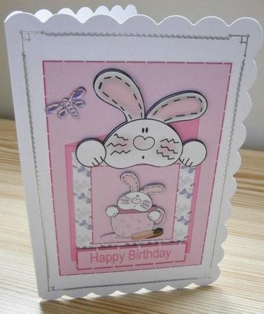 Happy Birthday Bunny in a Teacup Pink by Davina Rundle