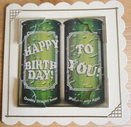 8 x 8 Birthday Beer Cans Scalloped Corner Topper by Davina Rundle