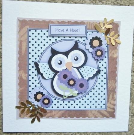 Flower Power Owl 2 6x6 Square Card with Decoupage by Davina Rundle