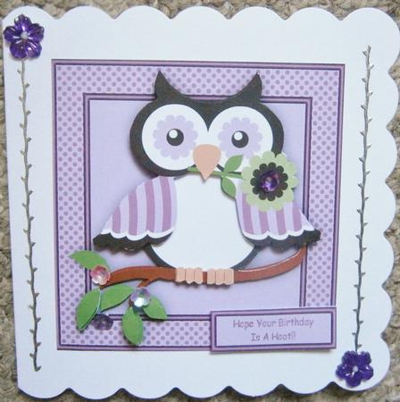 Flower Power Owl 3 6x6 Square Card with Decoupage by Davina Rundle