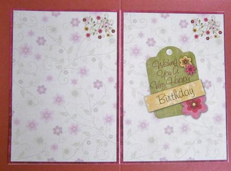 Pink Floral 7x5inch Insert & Tag by Davina Rundle