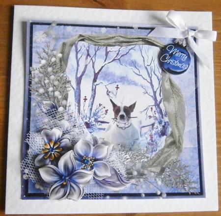 Winter Flowers & Jack Russell in the Snow 8x8in Step by Step by Davina Rundle