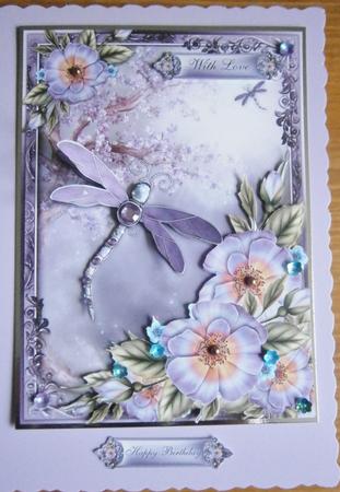 Lilac Dragonfly Card Front by Davina Rundle