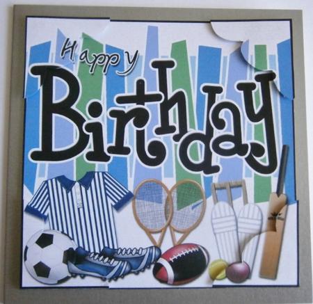 8 x 8 Birthday Sports and Games Scalloped Corner Topper by Davina Rundle