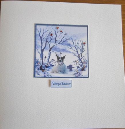 Jack Russell in the Snow 8x8in Christmas Topper by Davina Rundle