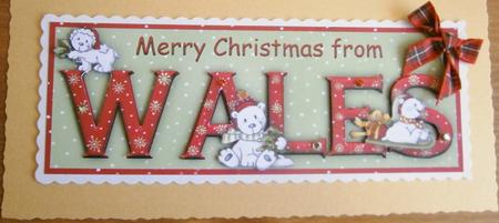 Merry Christmas from Wales Large Dl Word Card by Davina Rundle