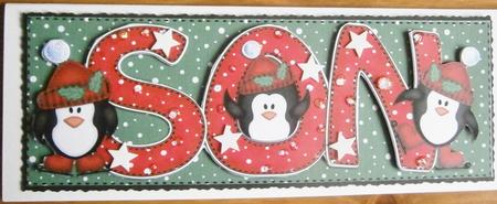 Large Dl Xmas Son with Penguins Quick Card N Decoupage by Davina Rundle