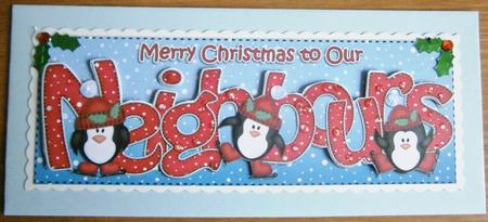 Large Dl Xmas Neighbours with Penguins Quick Card Decoupage by Davina Rundle