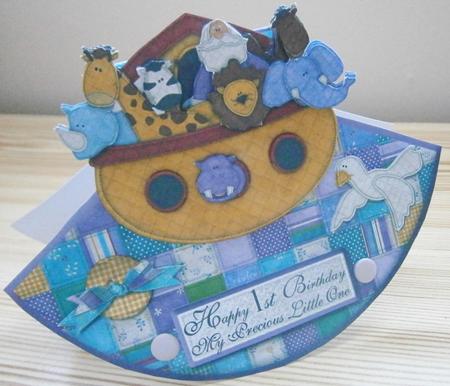 Happy 1st Birthday Noah's Ark Rocker/wobble Card by Davina Rundle