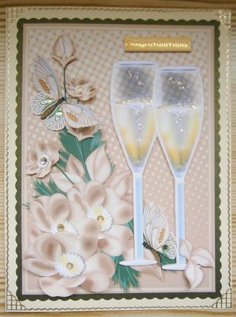 Champagne and Flowers Peach Birthday Quick Card by Davina Rundle