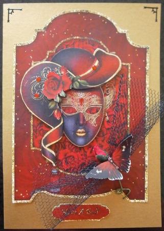 Red Rose Masquerade Screen Card by Davina Rundle