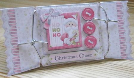 Ho Ho Ho Santa Christmas Cheer Cracker Shaped Card by Davina Rundle