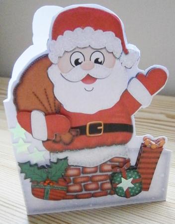 Xmas Santa Got Stuck Shaped Card with Decoupage by Davina Rundle