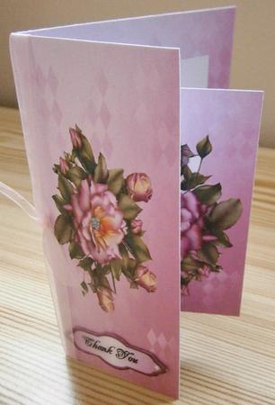 Pink Roses Gate Fold Notelet by Davina Rundle