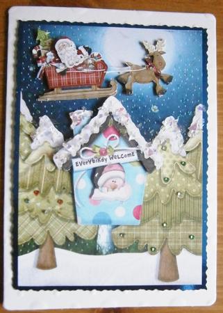 Christmas Santa Everybirdy Welcome Card Front by Davina Rundle