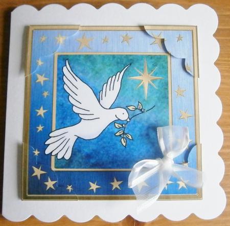 8 x 8 Xmas Dove Scalloped Corner Topper by Davina Rundle
