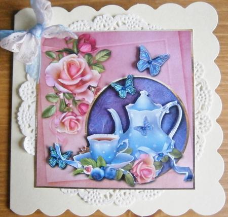 Blue Tea & Peach Melba Roses by Davina Rundle