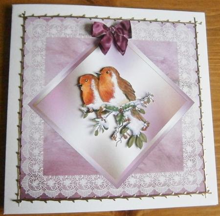 8x8 2 Robins Step by Step Decoupage Topper by Davina Rundle