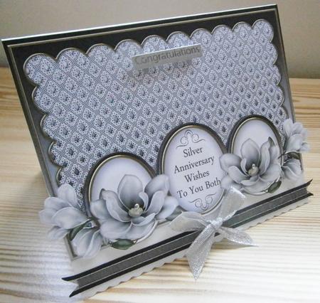 Silver Magnolia Sil Anniversary Large Dl Decoupage Card Kit by Davina Rundle