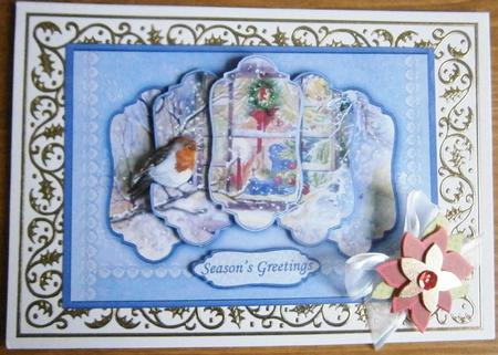 Christmas Robin at the Window 5 Panel Quick Card by Davina Rundle