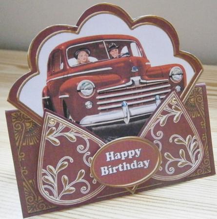 Vintage Car Red Happy Birthday Scallop Trio Kit by Davina Rundle