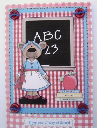 Thank You Teacher Sweet Lady Bear Card Front by Davina Rundle