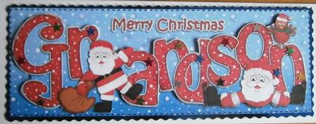Large Dl Xmas Grandson with Santa Quick Card 3D Decoupage by Davina Rundle