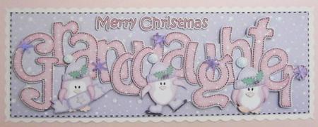 Large Dl Xmas Granddaughter with Penguins Quick Card 3D by Davina Rundle