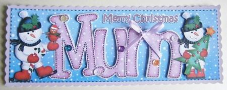 Large Dl Xmas Mum with Snowmen Quick Card 3D Decoupage by Davina Rundle