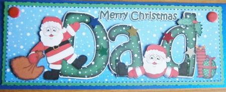 Large Dl Xmas Dad with Santa Quick Card 3D Decoupage by Davina Rundle