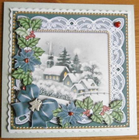 Dream Church Teal Poinsettia 3D Decoupage Step by Step by Davina Rundle