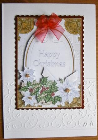 Pastel Ice Poinsettia Happy Christmas Oval 7x5in Topper by Davina Rundle