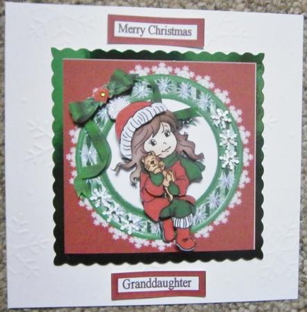 Christmas Girl with Kitten Red by Davina Rundle
