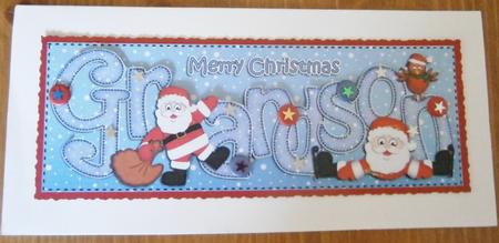 Large Dl Xmas Grandson with Santa Quick Card 3D Decoupage by Davina Rundle