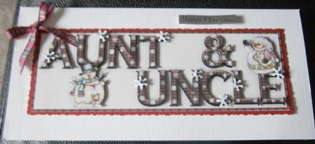 Snowman Fun Aunt & Uncle Large Dl Word Card by Davina Rundle