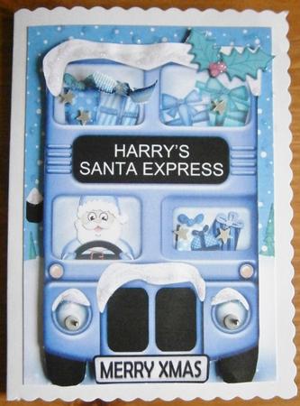 Xmas Santa Express Harry A5 Quick Card N 3D Decoupage by Davina Rundle