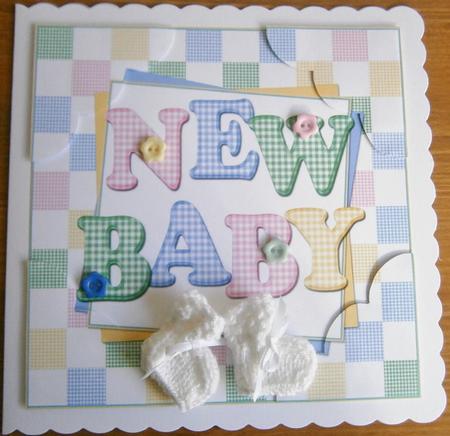 Bright & Funky Gingham New Baby Quick Card by Davina Rundle