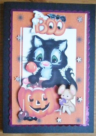 Cute Little Kitty and Mouse with Pumpkin by Davina Rundle
