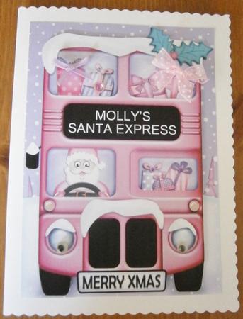 Xmas Santa Express Molly A5 Quick Card N 3D Decoupage by Davina Rundle