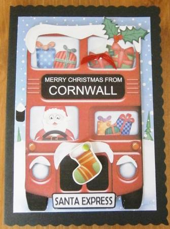 Xmas Santa Express Cornwall A5 Quick Card N 3D Decoupage by Davina Rundle
