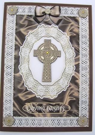 Celtic Cross, Satin 'n Lace 3 A5 Step by Step Card Front by Davina Rundle