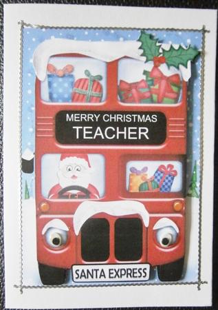 Xmas Santa Express Teacher A5 Quick Card N 3D Decoupage by Davina Rundle